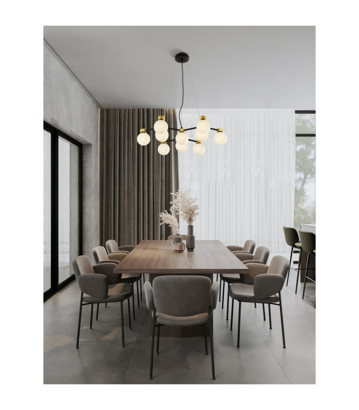 Ovalino Multi Arm Pendant Ceiling Light Opal Satin Gold Matt Black LED G9 10x5W-2