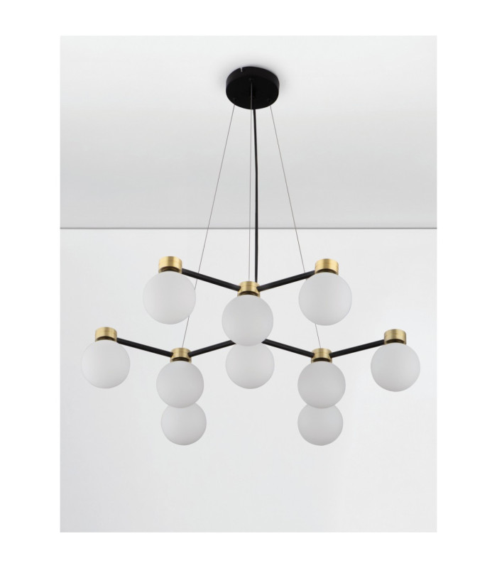 Ovalino Multi Arm Pendant Ceiling Light Opal Satin Gold Matt Black LED G9 10x5W-3