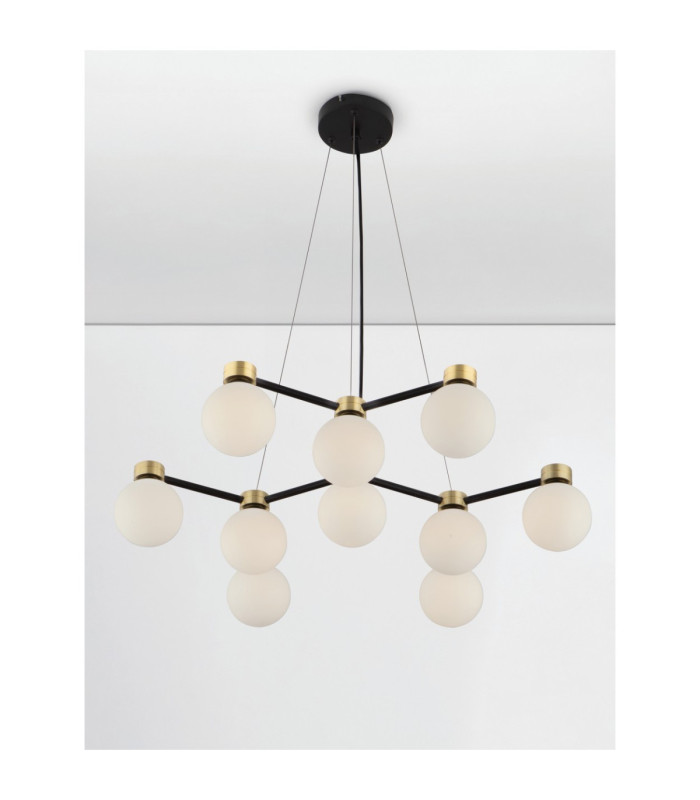 Ovalino Multi Arm Pendant Ceiling Light Opal Satin Gold Matt Black LED G9 10x5W-4