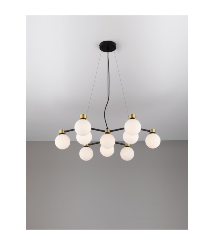 Ovalino Multi Arm Pendant Ceiling Light Opal Satin Gold Matt Black LED G9 10x5W-5
