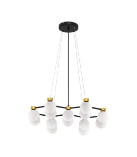Ovalino Multi Arm Pendant Ceiling Light Opal Satin Gold Matt Black LED G9 14x5W-1