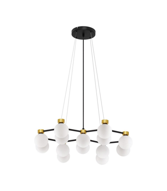 Ovalino Multi Arm Pendant Ceiling Light Opal Satin Gold Matt Black LED G9 14x5W-1