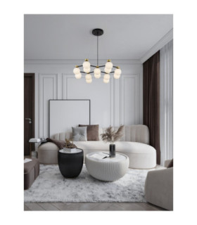 Ovalino Multi Arm Pendant Ceiling Light Opal Satin Gold Matt Black LED G9 14x5W-2