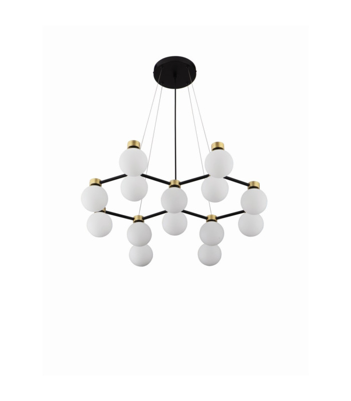 Ovalino Multi Arm Pendant Ceiling Light Opal Satin Gold Matt Black LED G9 14x5W-3