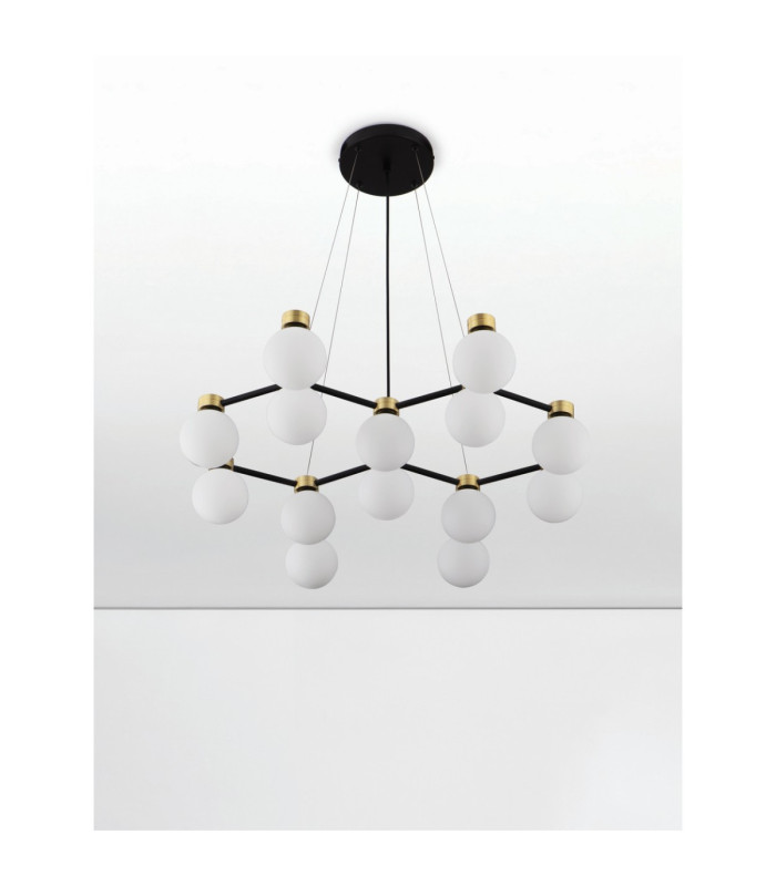 Ovalino Multi Arm Pendant Ceiling Light Opal Satin Gold Matt Black LED G9 14x5W-5