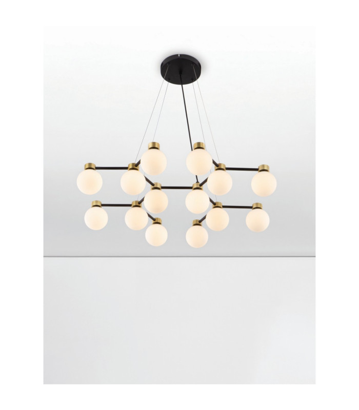 Ovalino Multi Arm Pendant Ceiling Light Opal Satin Gold Matt Black LED G9 14x5W-6