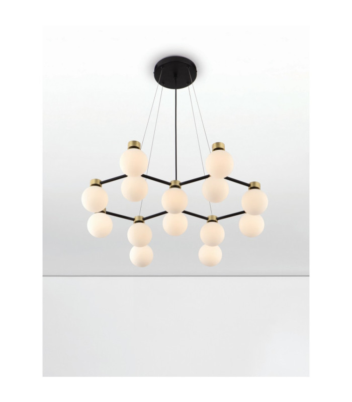 Ovalino Multi Arm Pendant Ceiling Light Opal Satin Gold Matt Black LED G9 14x5W-7