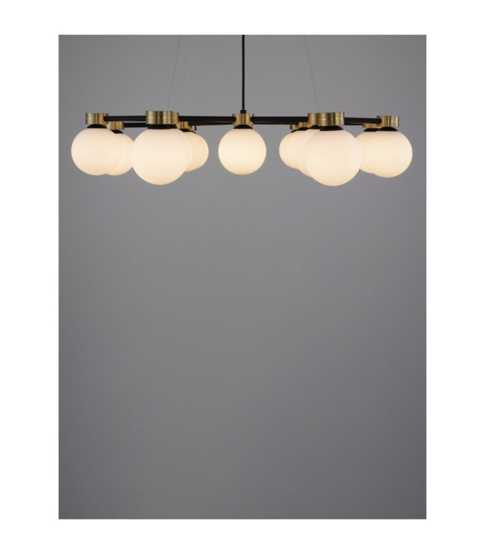 Ovalino Multi Arm Pendant Ceiling Light Opal Satin Gold Matt Black LED G9 14x5W-9