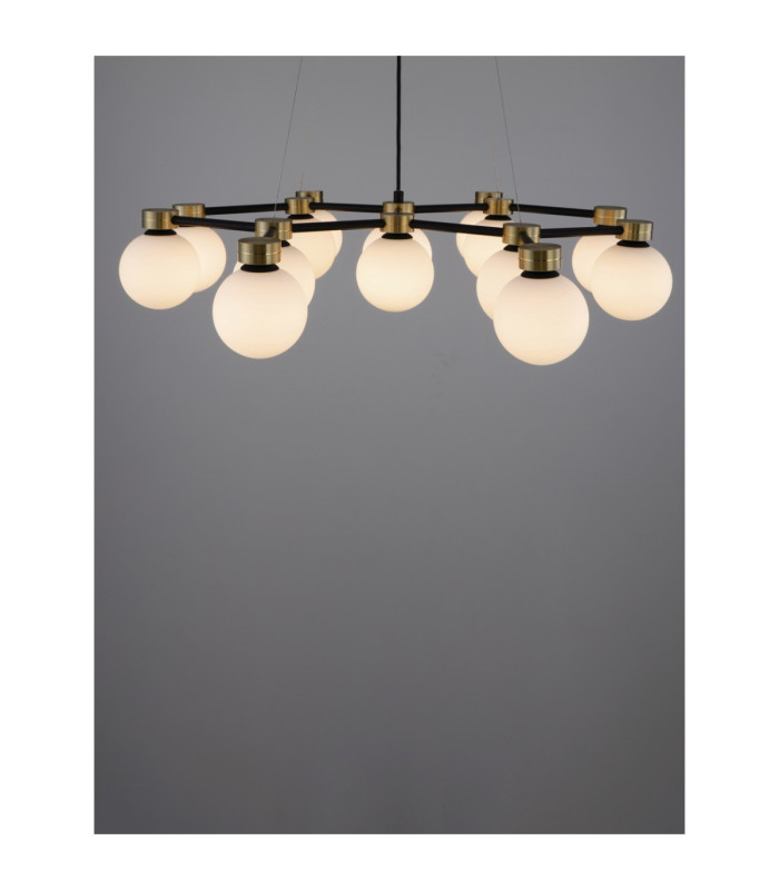 Ovalino Multi Arm Pendant Ceiling Light Opal Satin Gold Matt Black LED G9 14x5W-10