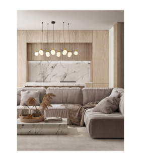 Ovalino Bar Pendant Ceiling Light Opal Satin Gold Matt Black LED G9 14x5W-2