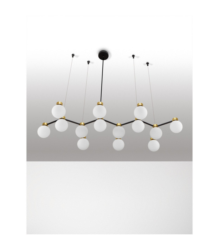 Ovalino Bar Pendant Ceiling Light Opal Satin Gold Matt Black LED G9 14x5W-3