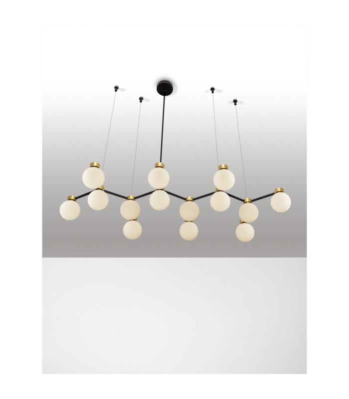Ovalino Bar Pendant Ceiling Light Opal Satin Gold Matt Black LED G9 14x5W-4