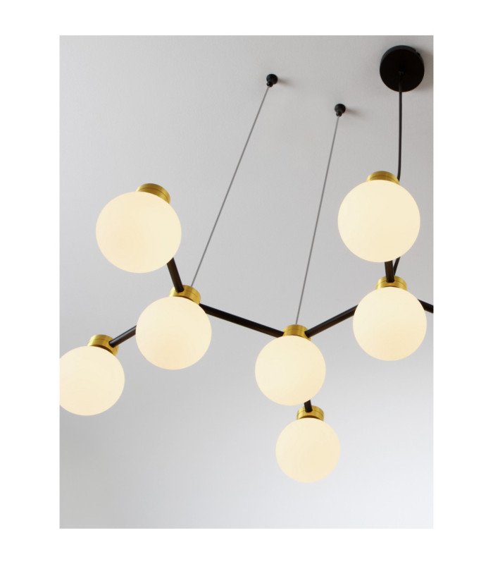 Ovalino Bar Pendant Ceiling Light Opal Satin Gold Matt Black LED G9 14x5W-5