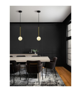 Savoy Globe Pendant Ceiling Light Opal Satin Gold Matt Black LED G9 1x5W-2
