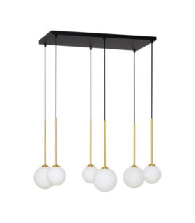 Savoy Cluster Pendant Ceiling Light Opal Satin Gold Matt Black LED G9 6x5W-1