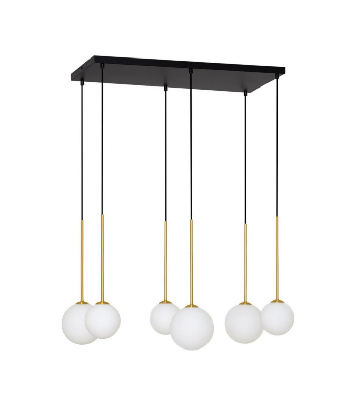 Savoy Cluster Pendant Ceiling Light Opal Satin Gold Matt Black LED G9 6x5W-1