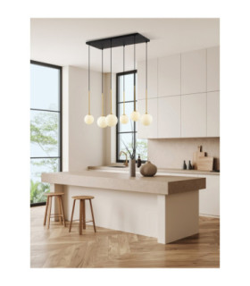 Savoy Cluster Pendant Ceiling Light Opal Satin Gold Matt Black LED G9 6x5W-2