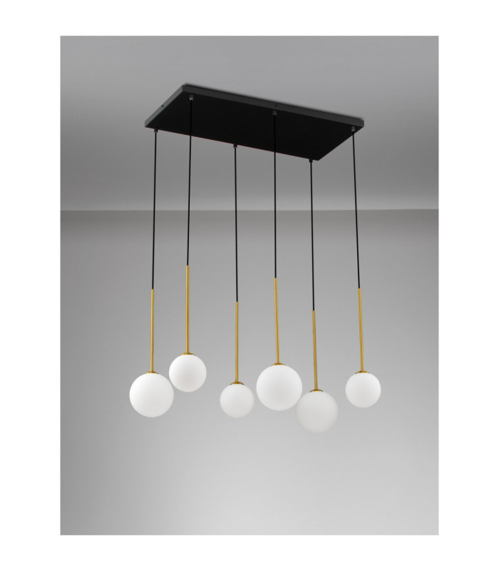 Savoy Cluster Pendant Ceiling Light Opal Satin Gold Matt Black LED G9 6x5W-3