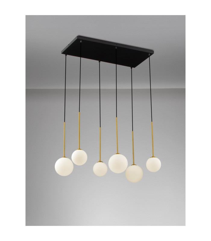 Savoy Cluster Pendant Ceiling Light Opal Satin Gold Matt Black LED G9 6x5W-4