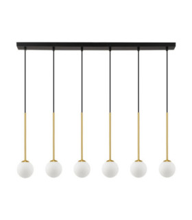 Savoy Bar Pendant Ceiling Light Opal Satin Gold Matt Black LED G9 6x5W-1