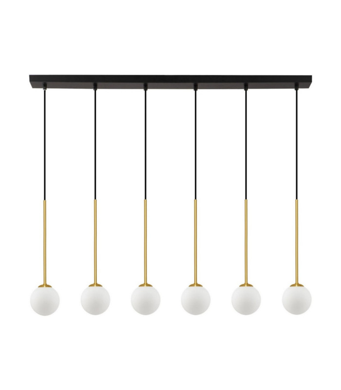 Savoy Bar Pendant Ceiling Light Opal Satin Gold Matt Black LED G9 6x5W-1