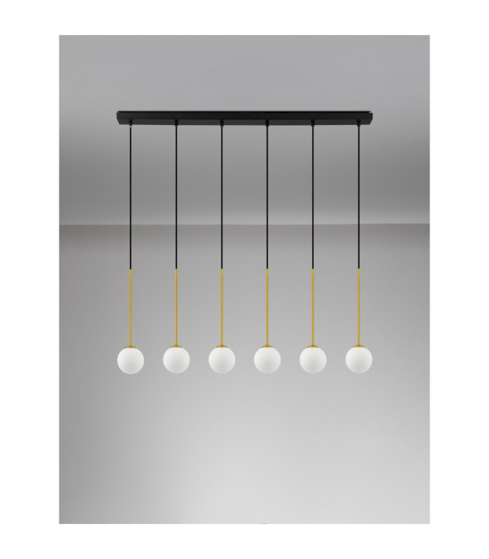Savoy Bar Pendant Ceiling Light Opal Satin Gold Matt Black LED G9 6x5W-3