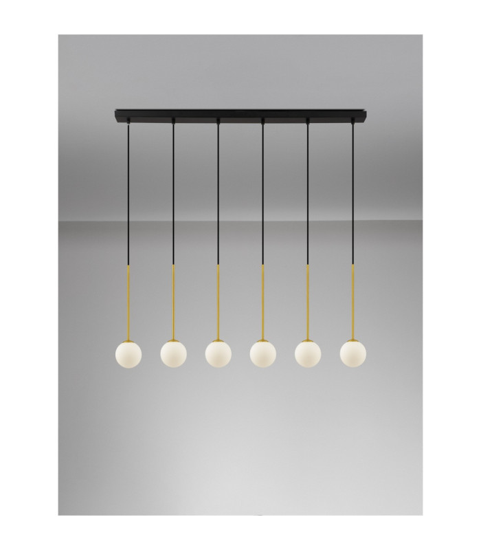 Savoy Bar Pendant Ceiling Light Opal Satin Gold Matt Black LED G9 6x5W-4