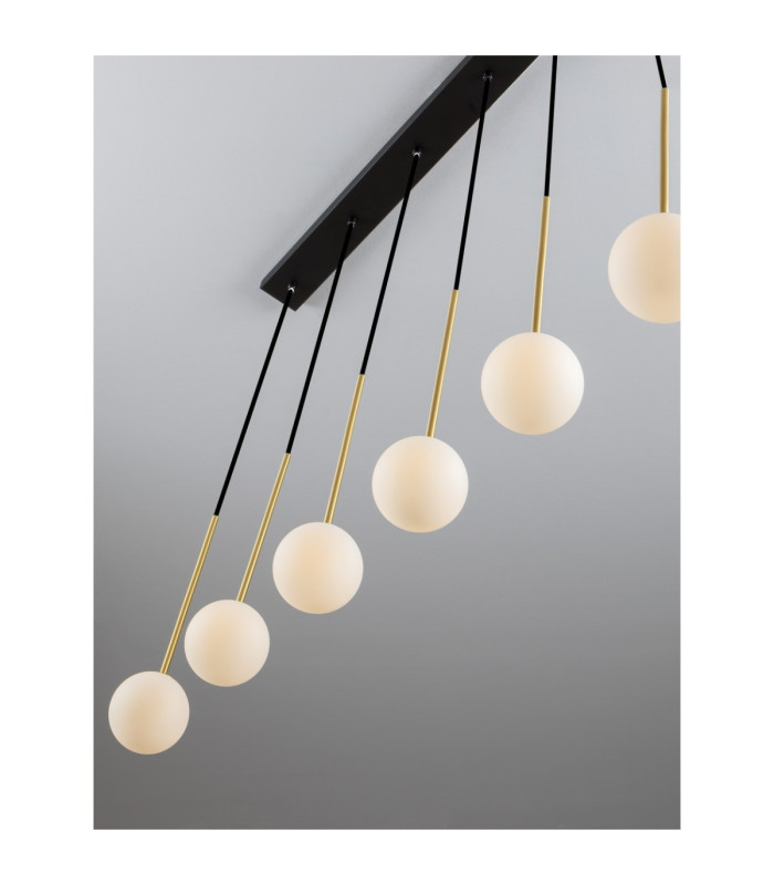 Savoy Bar Pendant Ceiling Light Opal Satin Gold Matt Black LED G9 6x5W-7