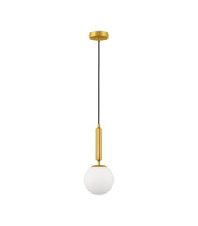 Monet Globe Pendant Ceiling Light Opal Brass Gold E27 1x12W-1