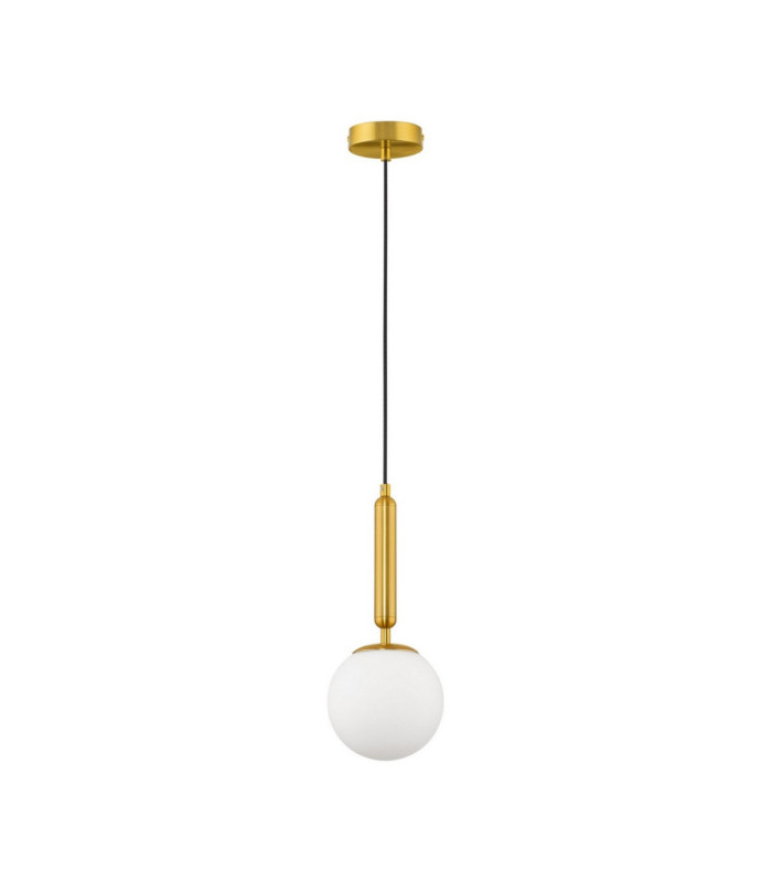 Monet Globe Pendant Ceiling Light Opal Brass Gold E27 1x12W-1