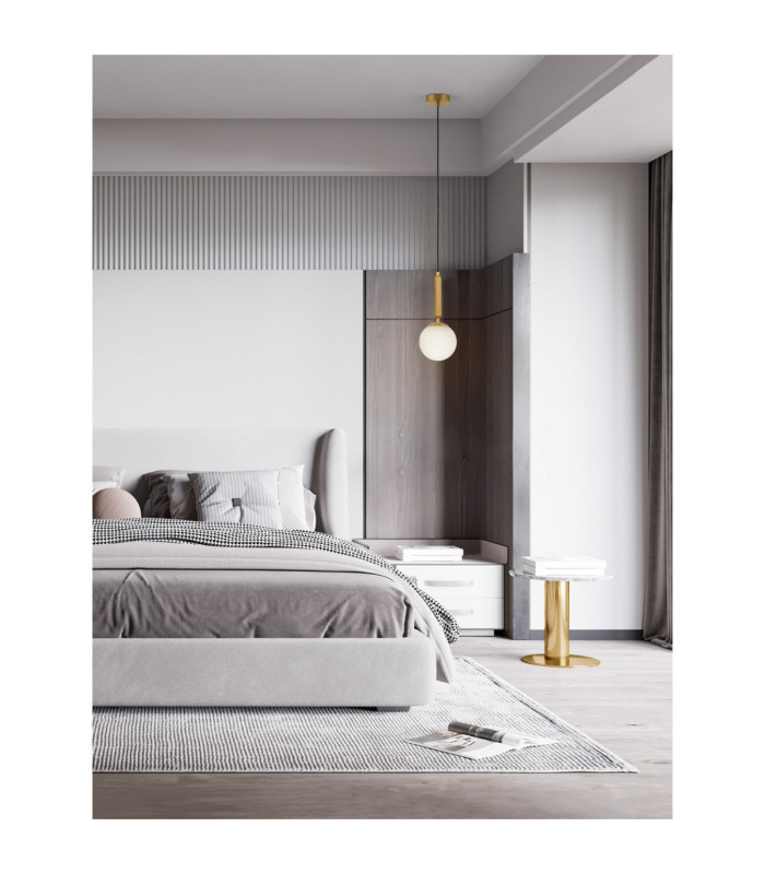 Monet Globe Pendant Ceiling Light Opal Brass Gold E27 1x12W-2