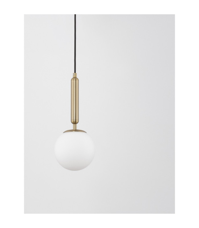 Monet Globe Pendant Ceiling Light Opal Brass Gold E27 1x12W-6