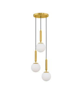 Monet Cluster Pendant Ceiling Light Opal Brass Gold E27 3x12W-1