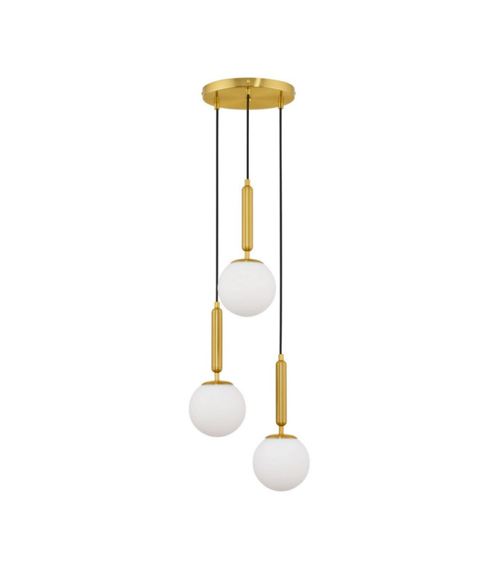 Monet Cluster Pendant Ceiling Light Opal Brass Gold E27 3x12W-1