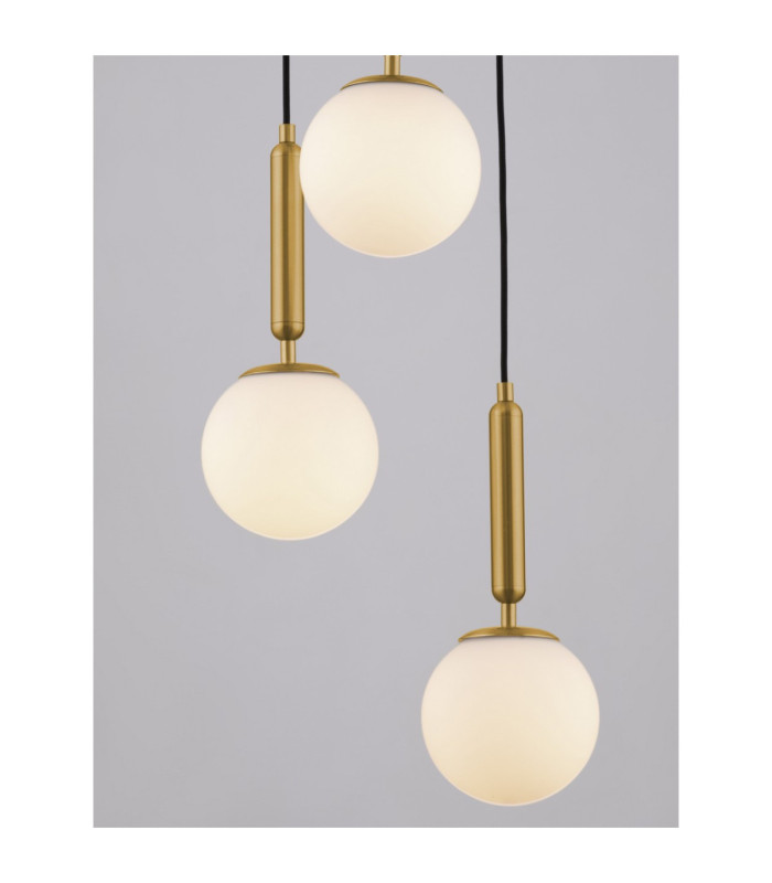 Monet Cluster Pendant Ceiling Light Opal Brass Gold E27 3x12W-6