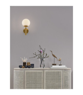 Monet Globe Wall Lights Opal Brass Gold E27 1x12W-2