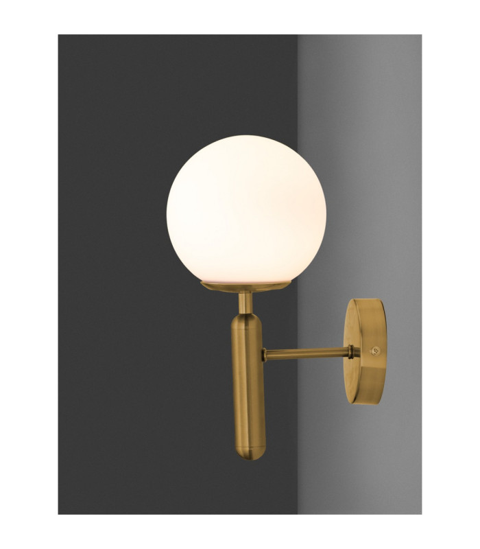 Monet Globe Wall Lights Opal Brass Gold E27 1x12W-5