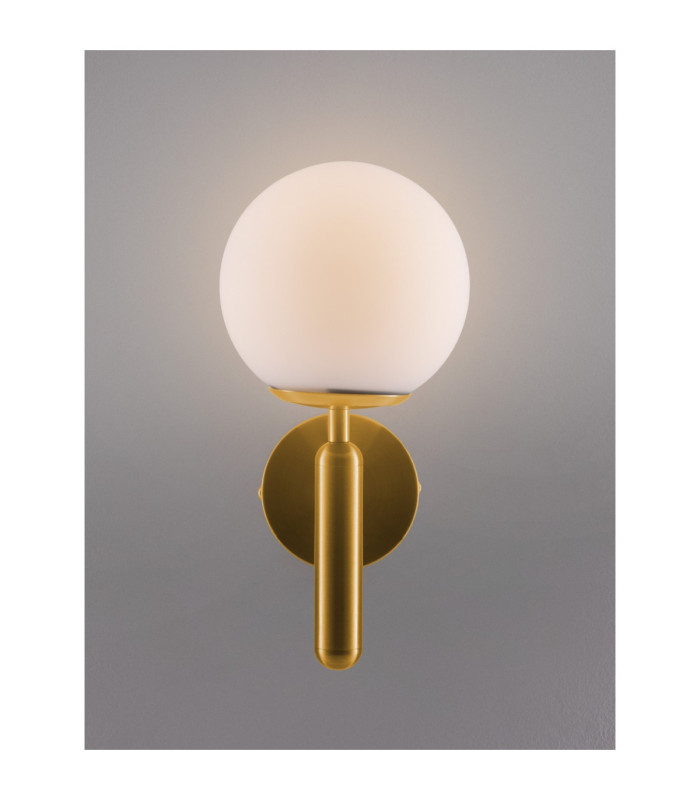 Monet Globe Wall Lights Opal Brass Gold E27 1x12W-6