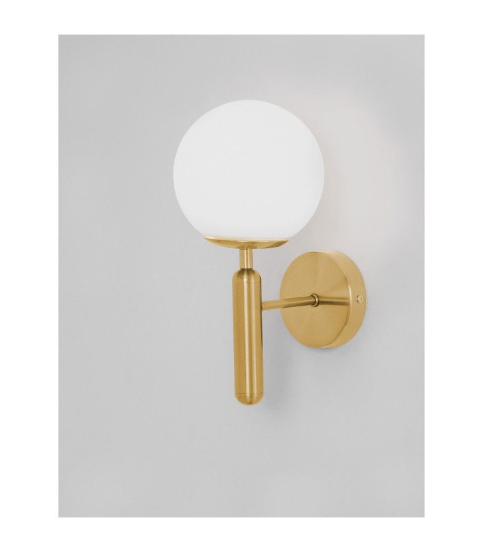 Monet Globe Wall Lights Opal Brass Gold E27 1x12W-7