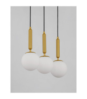 Monet Bar Pendant Ceiling Light Opal Brass Gold E27 3x12W-2