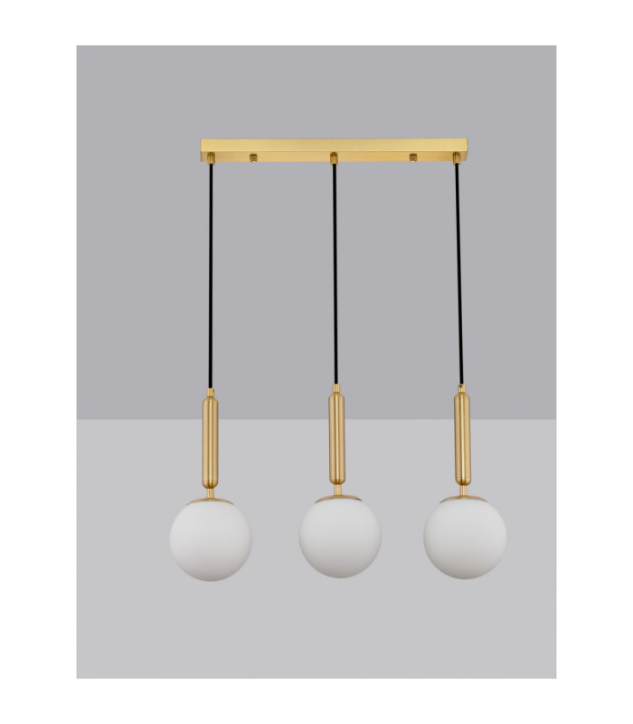 Monet Bar Pendant Ceiling Light Opal Brass Gold E27 3x12W-3