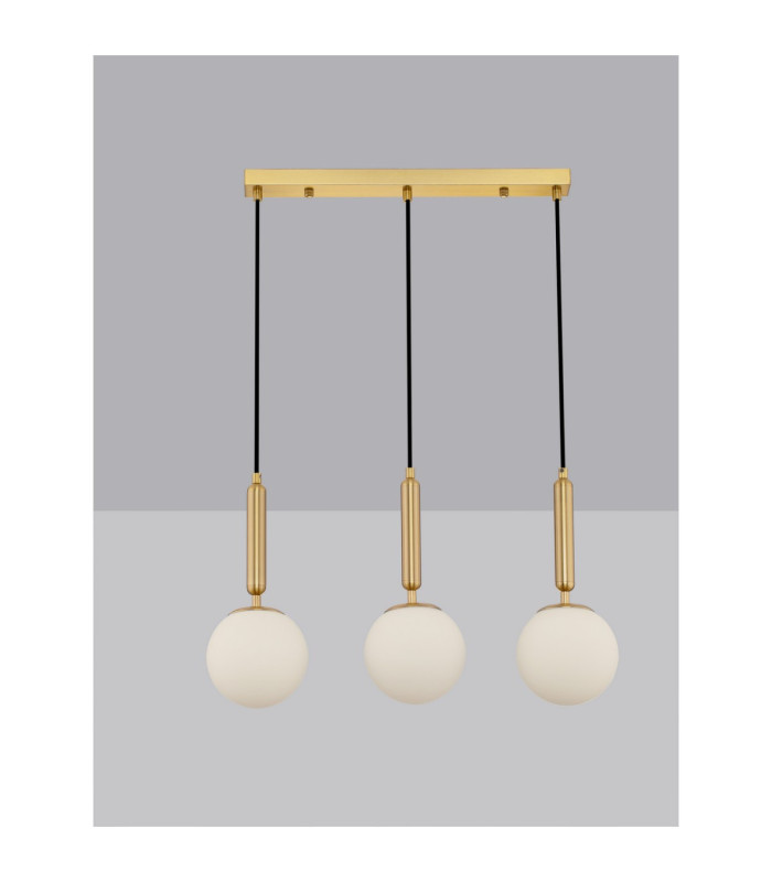 Monet Bar Pendant Ceiling Light Opal Brass Gold E27 3x12W-4