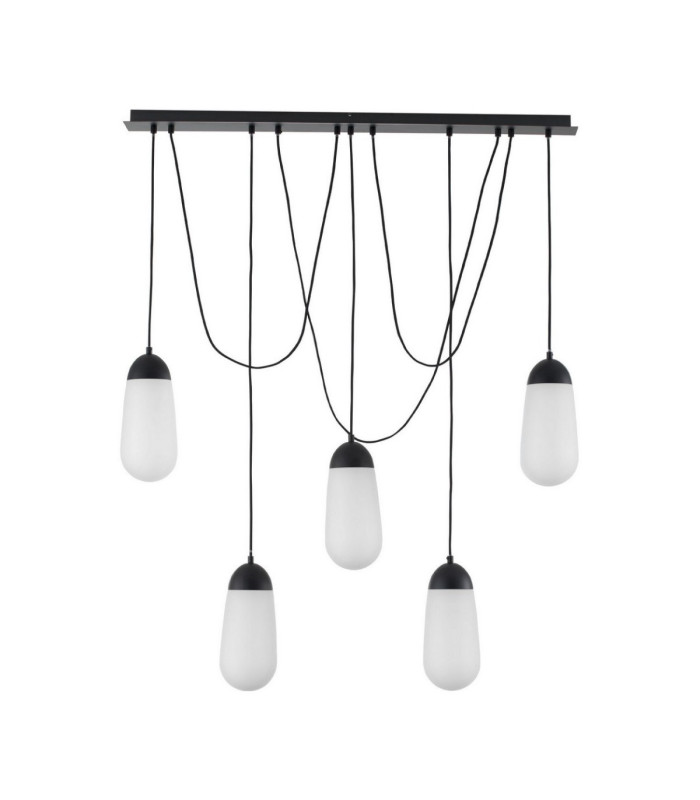 Blaky Bar Pendant Ceiling Light Opal Matt Black E14 5x5W-1