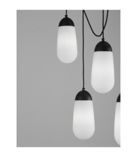 Blaky Bar Pendant Ceiling Light Opal Matt Black E14 5x5W-2