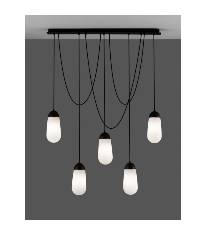 Blaky Bar Pendant Ceiling Light Opal Matt Black E14 5x5W-4