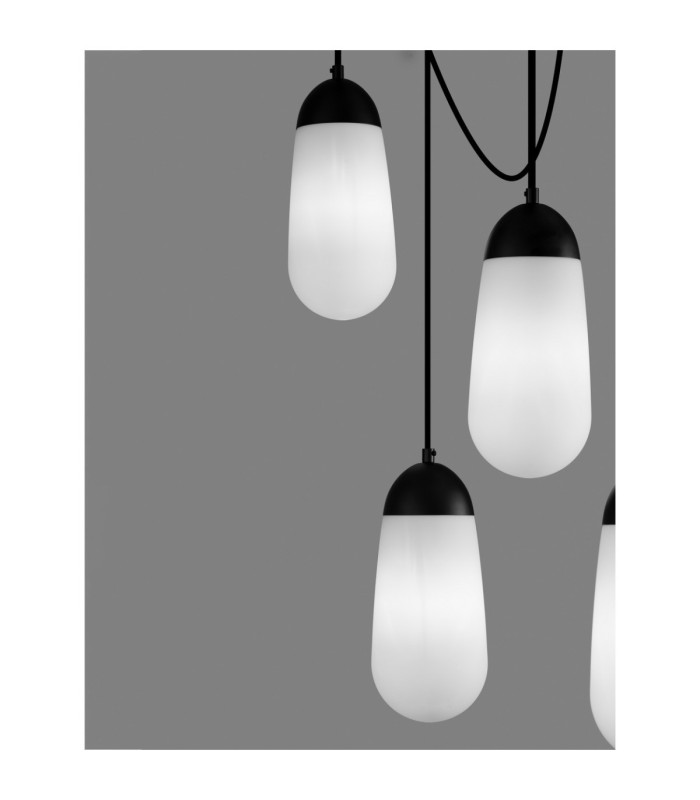 Blaky Bar Pendant Ceiling Light Opal Matt Black E14 5x5W-5