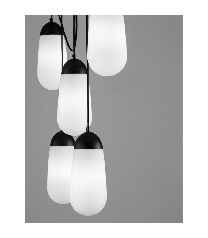 Blaky Bar Pendant Ceiling Light Opal Matt Black E14 5x5W-6