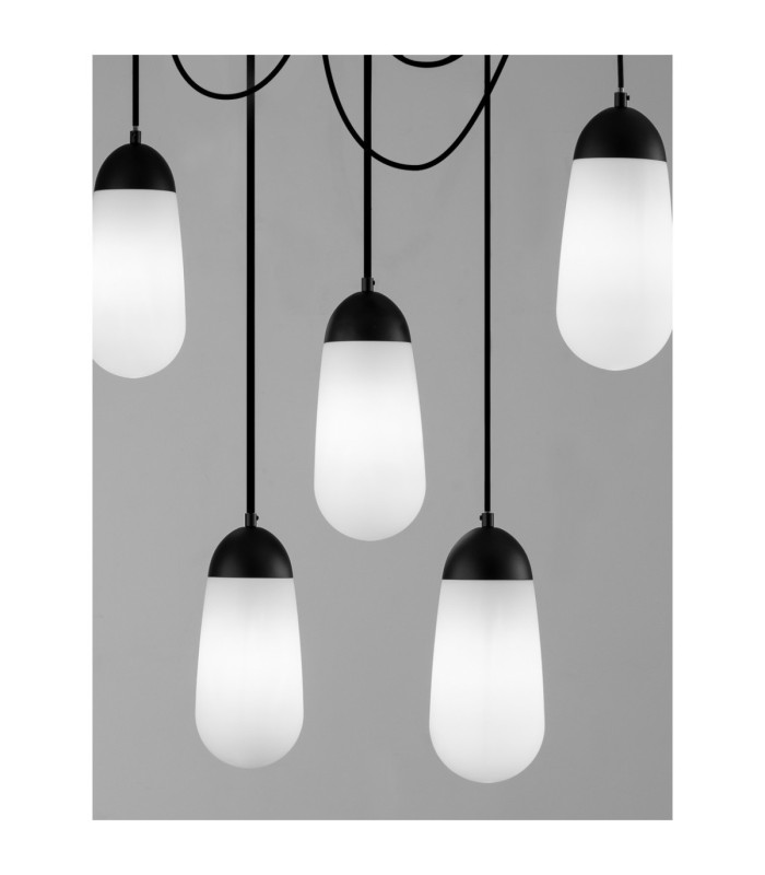 Blaky Bar Pendant Ceiling Light Opal Matt Black E14 5x5W-7
