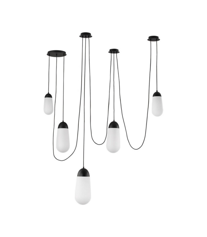 Blaky Cluster Pendant Ceiling Light Opal Matt Black E14 5x5W-1