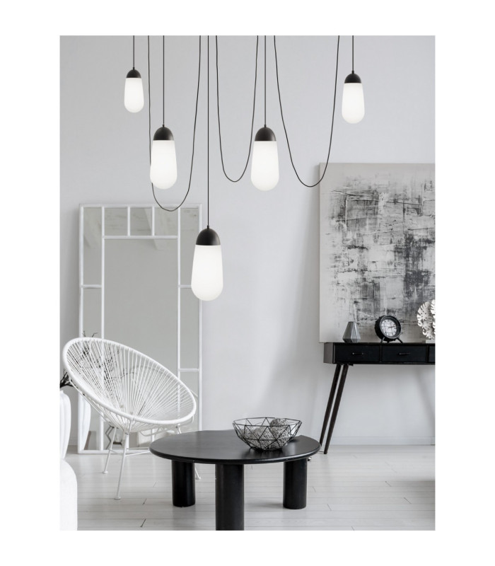 Blaky Cluster Pendant Ceiling Light Opal Matt Black E14 5x5W-2